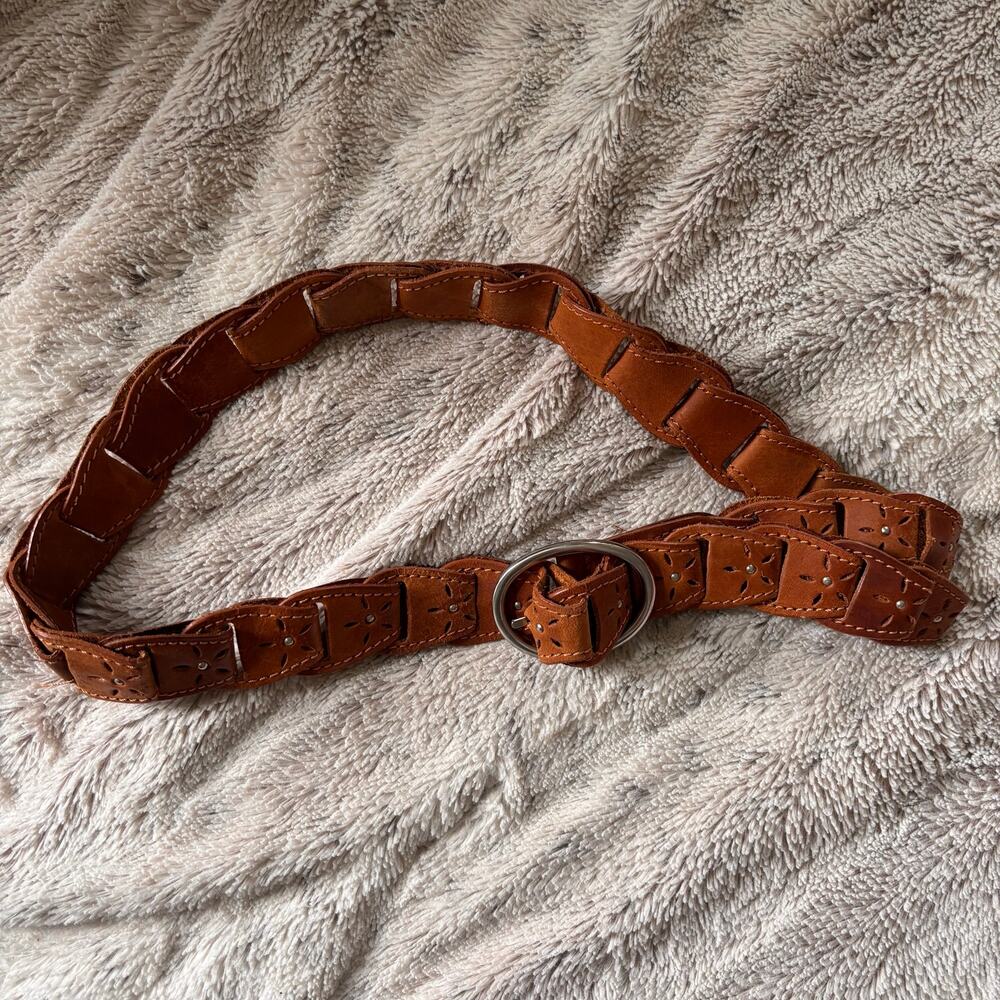 Leather Floral Stamped Boho Belt